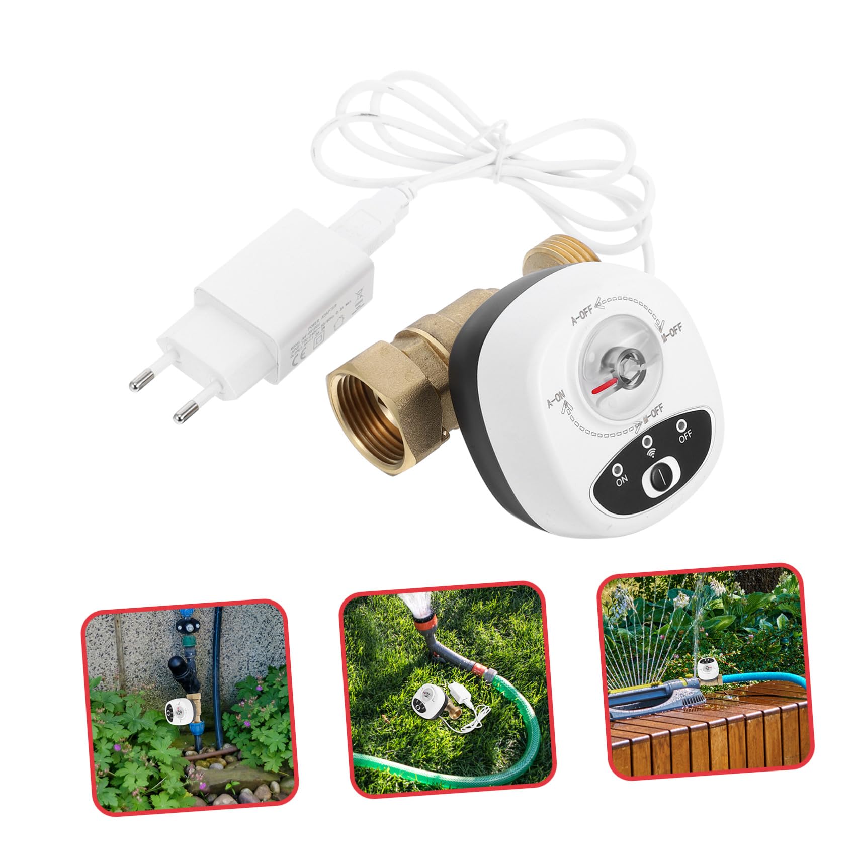 PACKOVE Válvula de Agua Inteligente Wifi Eficiencia de Ahorro de Agua con Temporizador y Alarma Material PC y Abs para Control de Riego Doméstico