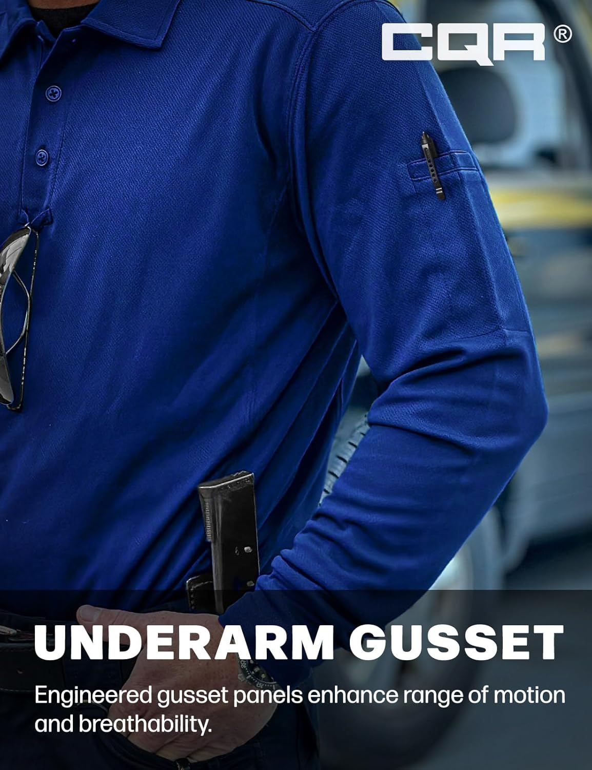 CQR Men's Polo Shirt, Long Sleeve Tactical Shirts, Outdoor UPF 50+ Pique Shirt, Dry Fit Lightweight Golf Shirts - Image 4