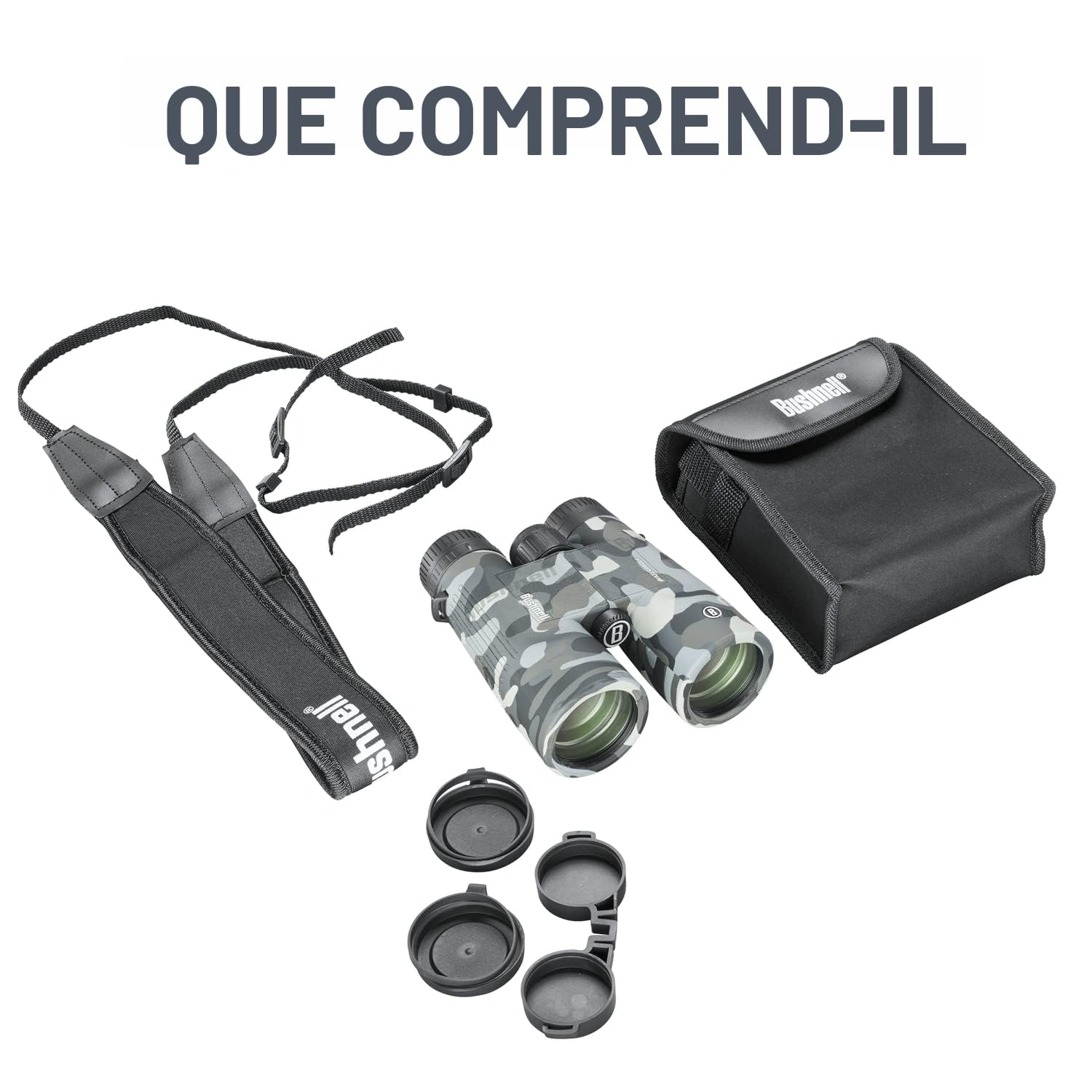 Bushnell Jumelles étanches 10 x 42 IPX7 avec lentilles entièrement revêtues et Armure en Caoutchouc Durable Camouflage Noir BBC1042W