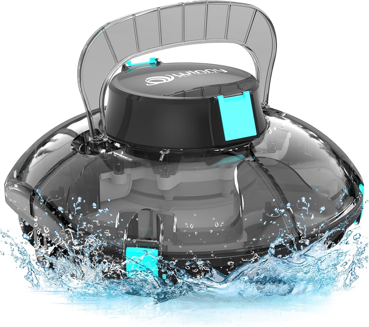 WINNY POOL CLEANER Winny 200 Robot Piscine, Aspirateur Piscine sans Fil avec Batterie, Autonomie 75 Min pour Piscines Hors-Sol 60m², Double Filtration,Stationnement Automatique(Transparent Noir)