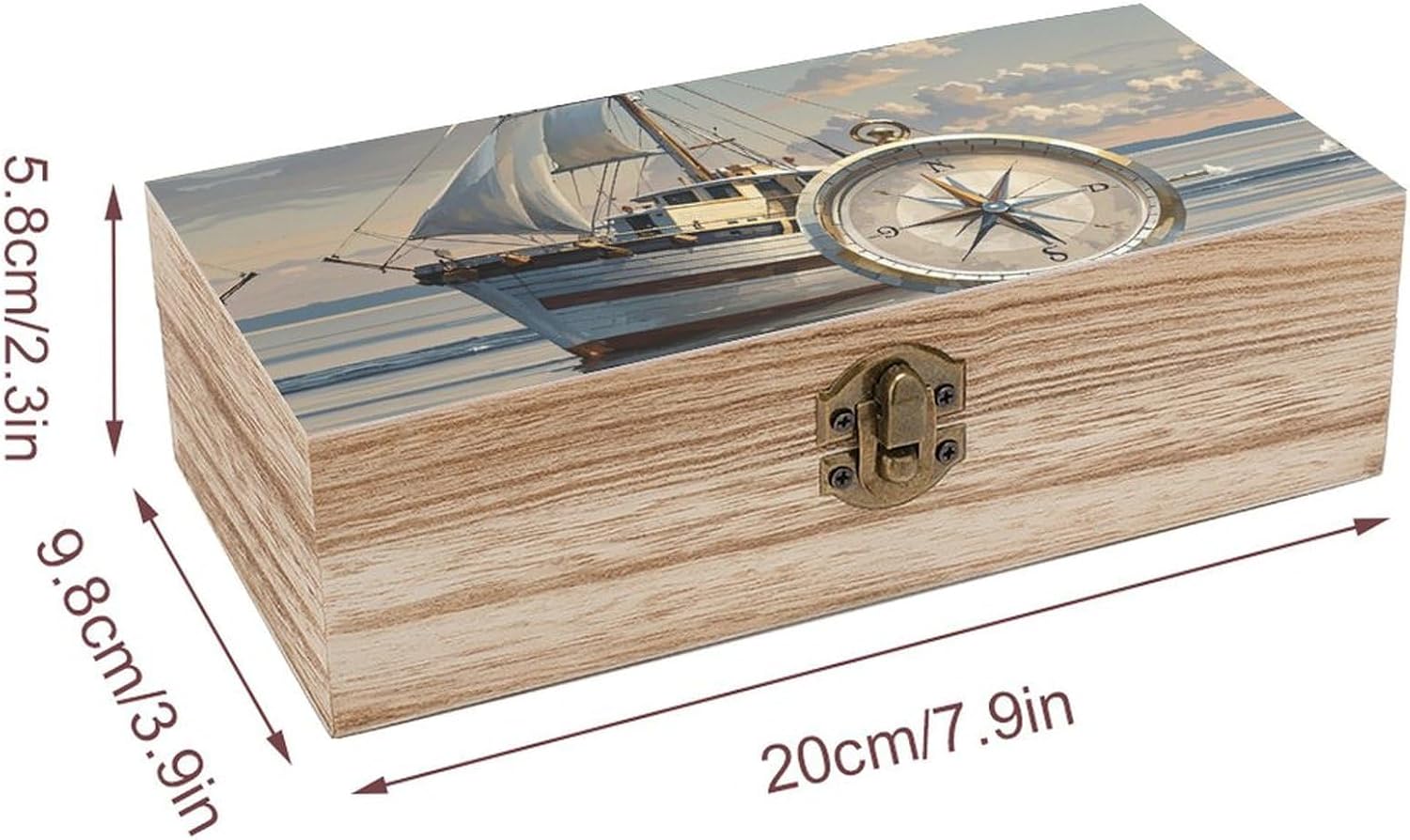 Vintage Wooden Storage Box with Front Clasp Keepsake Box with Lid image 2
