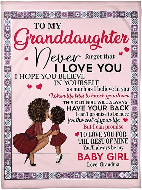 QWERF Throw Blanket, Photo Blanket, to My Granddaughter Blanket for Girls, Fleece Baby Blanket and Fleece Kids Blanket for Baby Kids, Husband, Grandson (40" X 50")