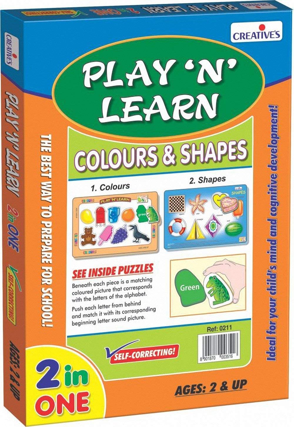 Creative'sPlay N Learn - Colours and Shapes Puzzles | Geometric Recognition Board Toys Perfect for Developing Creativity (Shapes & Colours) Puzzles | Educational Jigsaw Puzzles Game| Ages 2 & Up