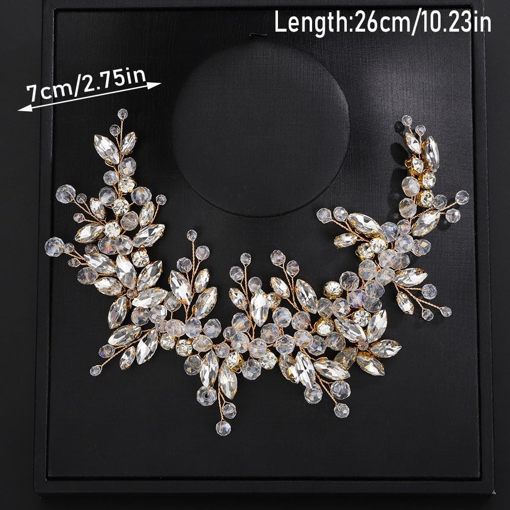 Amazon.com : Teyglen Crystal Wedding Hair Vine Bridal Green  display picture 1