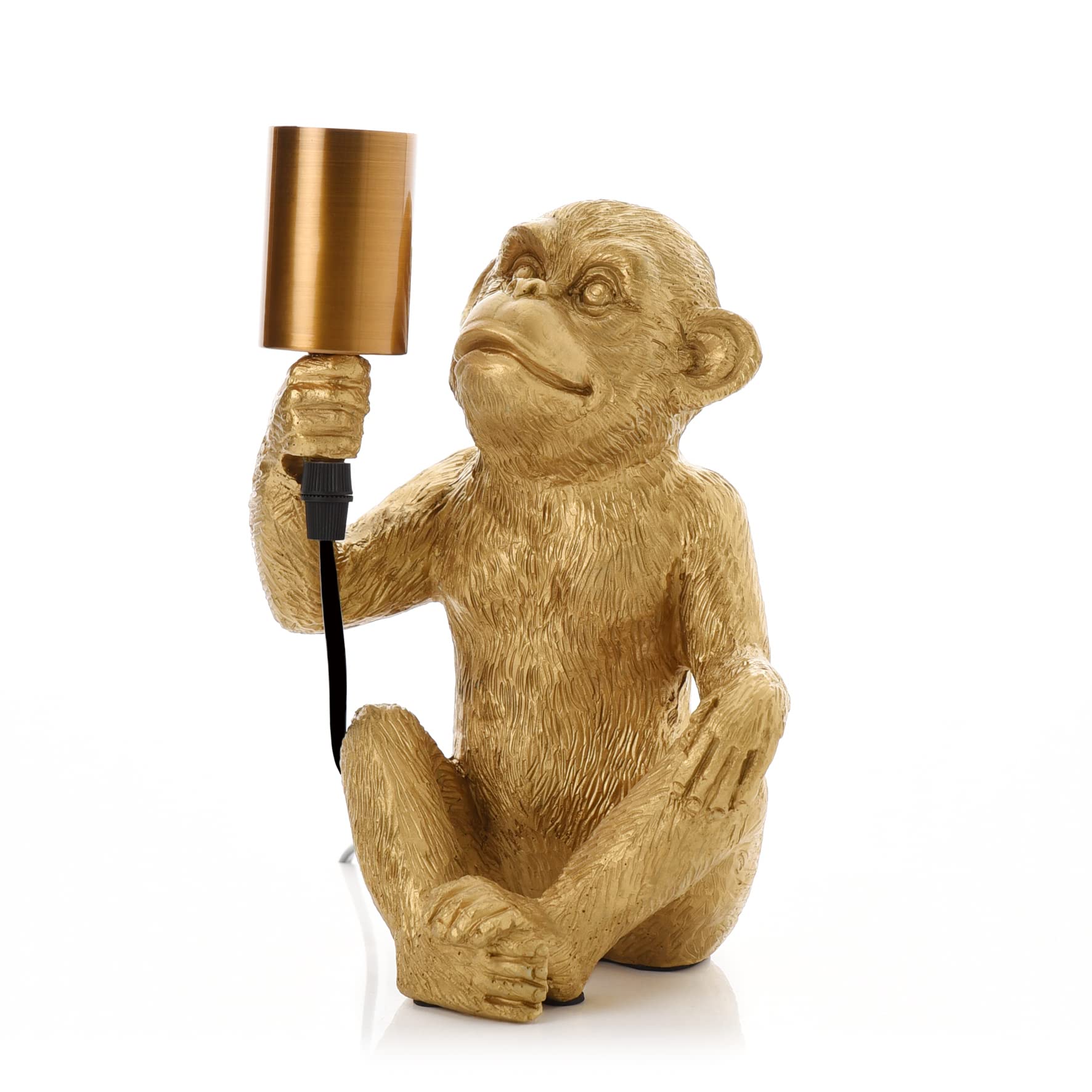Widdop Hestia Home Collection Gold Coloured Monkey with Bulb Light 25cm, 25 cm