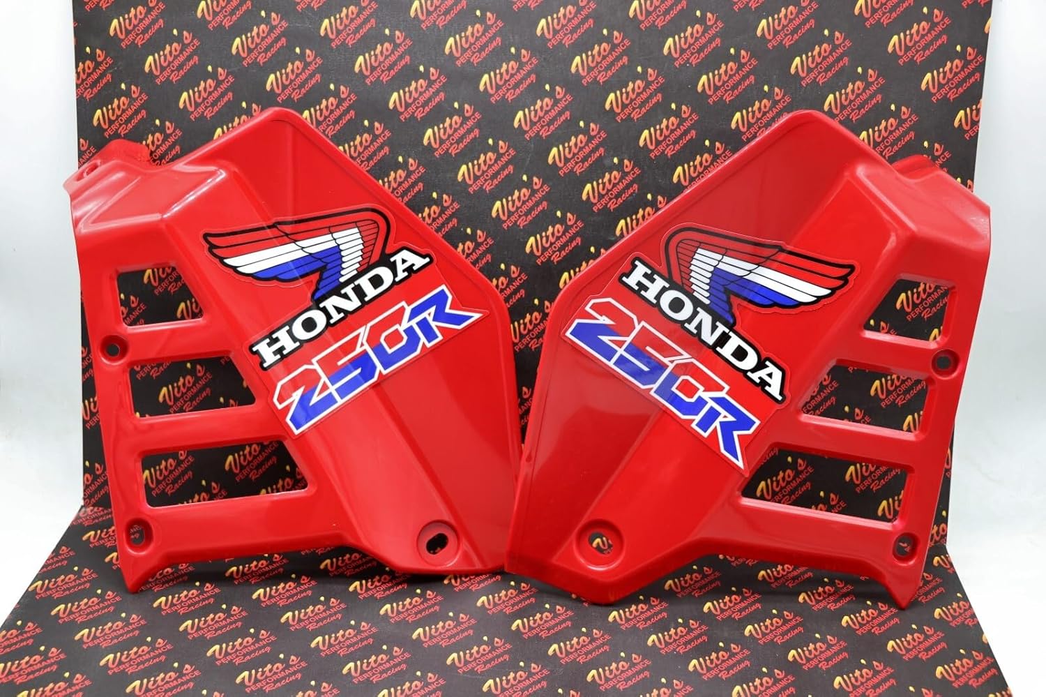 Radiator Shrouds tank plastic guards fits Honda ATC250R 1985 1986 RED + sticker kit