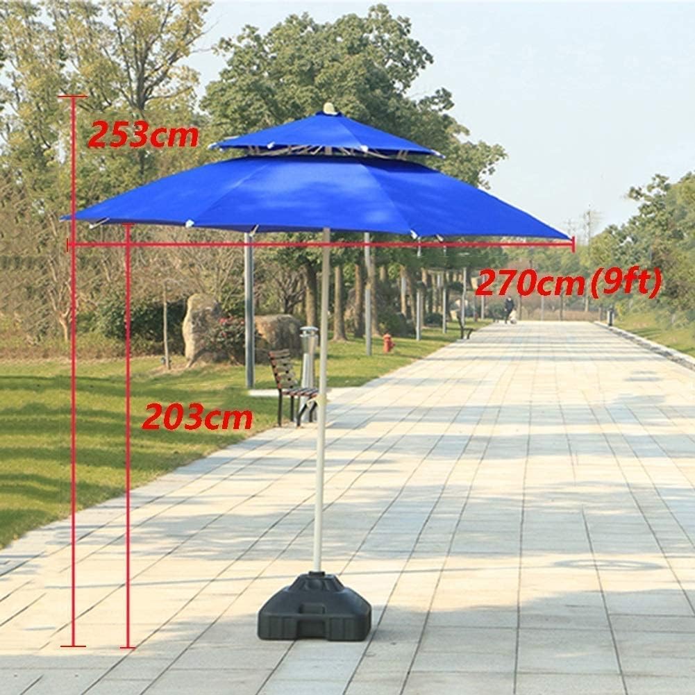 Parasols 9' Beach/Pool/Garden/Patio Umbrella Double Top, Water/UV-Resistant Market Outdoor Table Umbrella (Color : Blue, Size : 9 Ft/270cm)