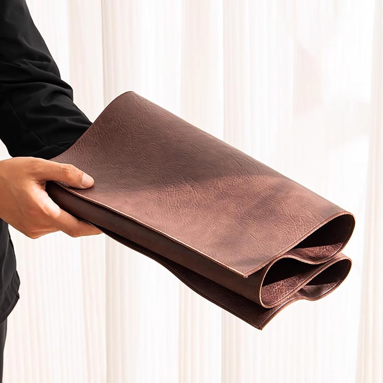 Waterproof Brown Leather Table Runner 16-24 Inch Wide Heat Resistant Outdoor & Coffee Table Decor Deep Brown Scarf for TV Stand Dresser & End Table (50x380cm)