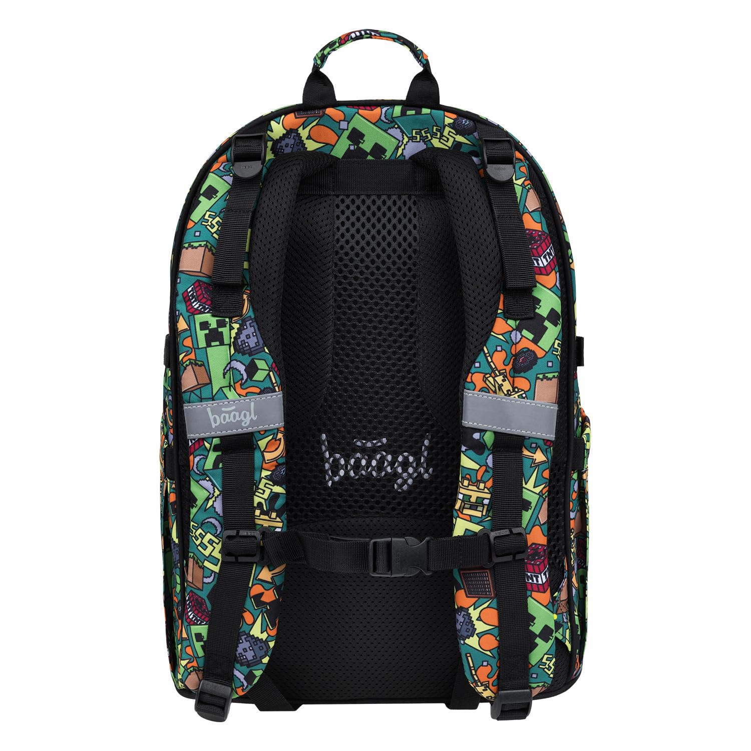 Baagl - Zaino per la scuola, per bambini, ragazzi e ragazze, skateboard, con scomparto per computer portatile e cintura sul petto, per scuola, scuola secondaria, scuola media