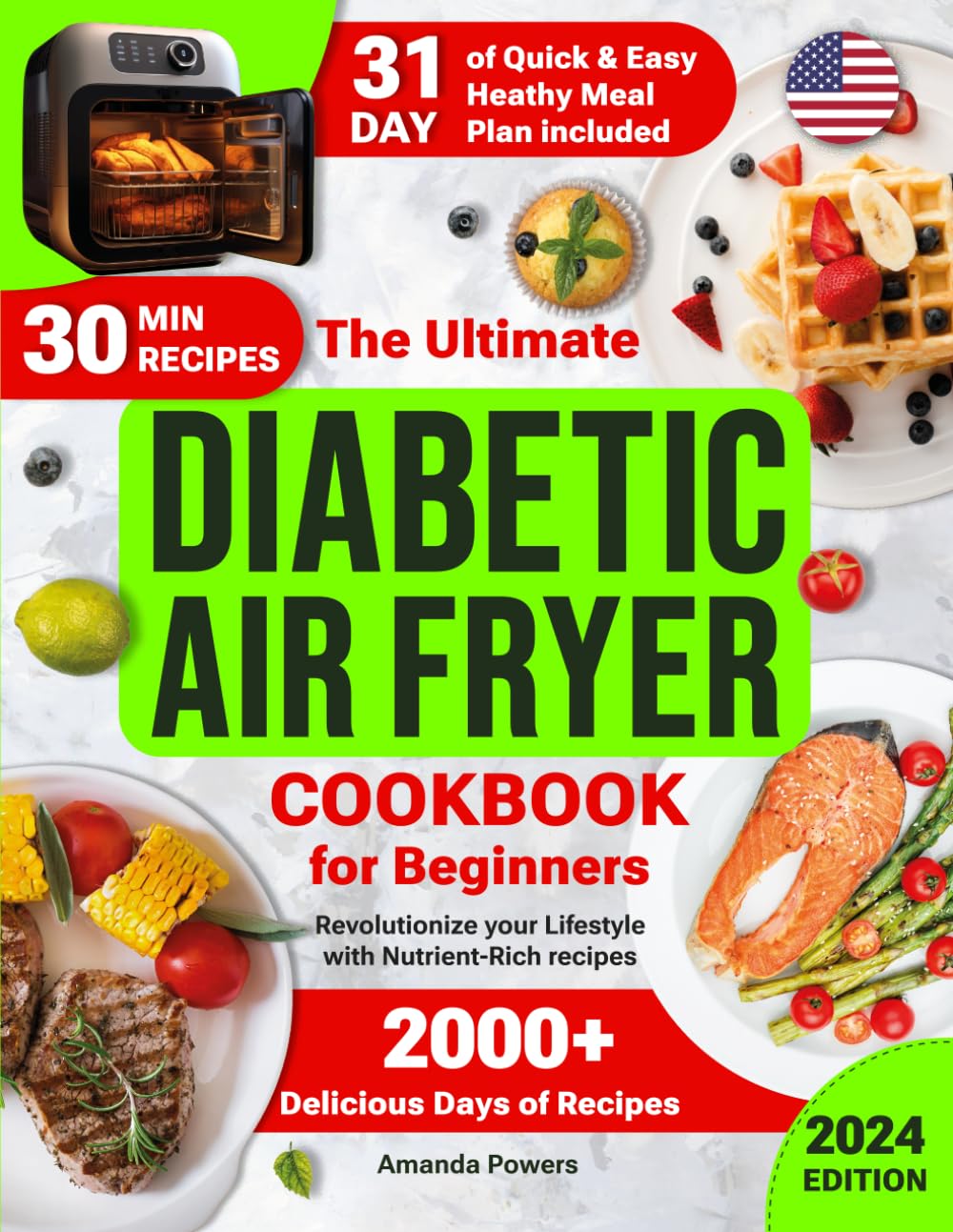 Diabetic Air Fryer Cookbook for Beginners 2000+ Days of Quick & Easy