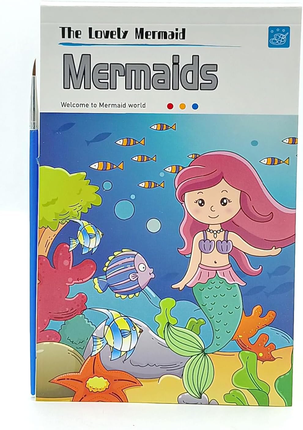 Mermaid Theme Water Colourbook |Set of 5 | as Birthday Return Gifts Magic Drawing Doodle Books with Paint Brush, 12 Illustrations | Watercolor Painting for Kids Above 3 Years