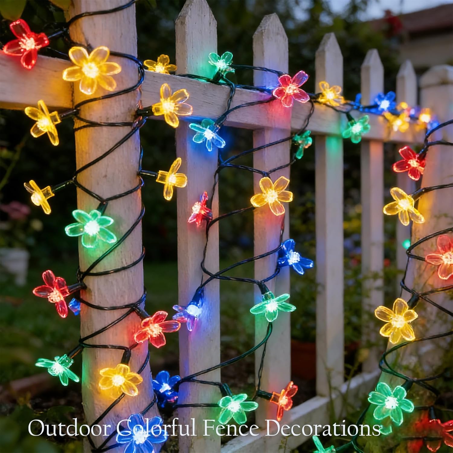 Outdoor Solar Powered Flower String Lights, 100 LED Multicolored Waterproof Cherry Blossom Floral Lamp Decorations with 33ft 8 Modes for Easter Christmas Tree Garden Yard Balcony Hanging Decor