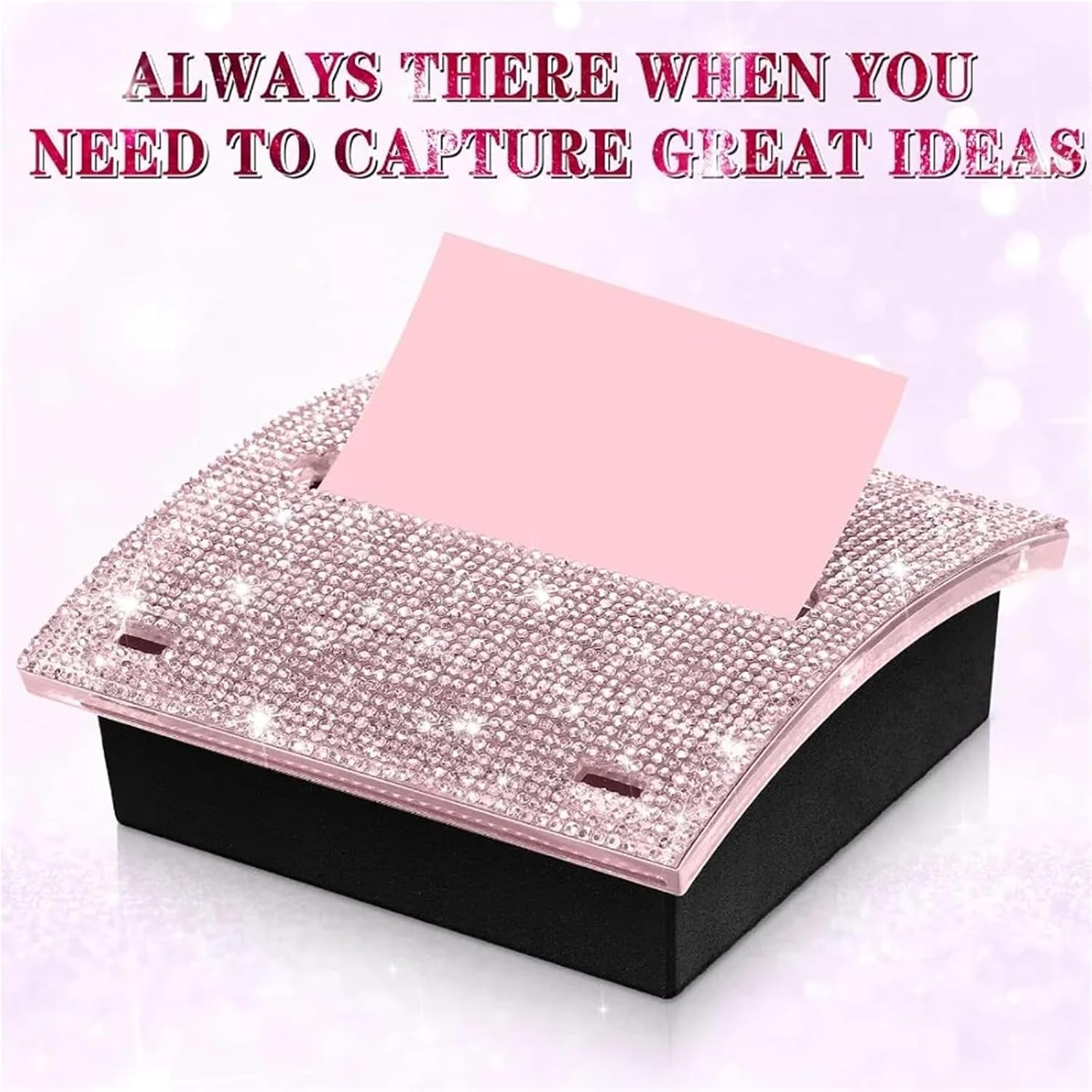 Sticky Note Holder 2pcs Rhinestone Self Stick Note Pad Holde 4 x Inches Memo Sticky Dispenser Holder for Office Home Desk