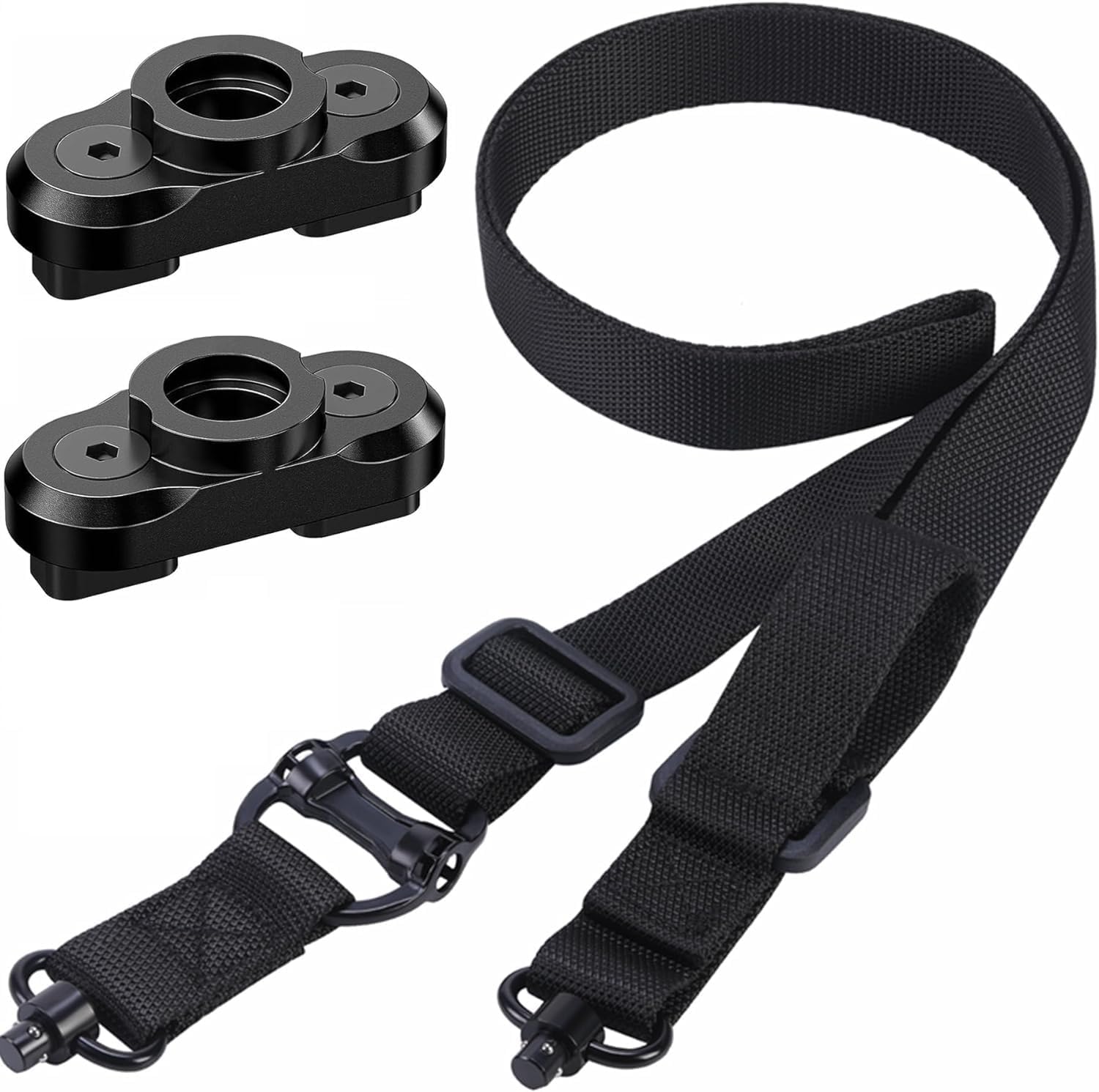 Two Point and Traditional Sling 2 Point Sling Quick Adjust with QD Sling Swivel for Hunting Black