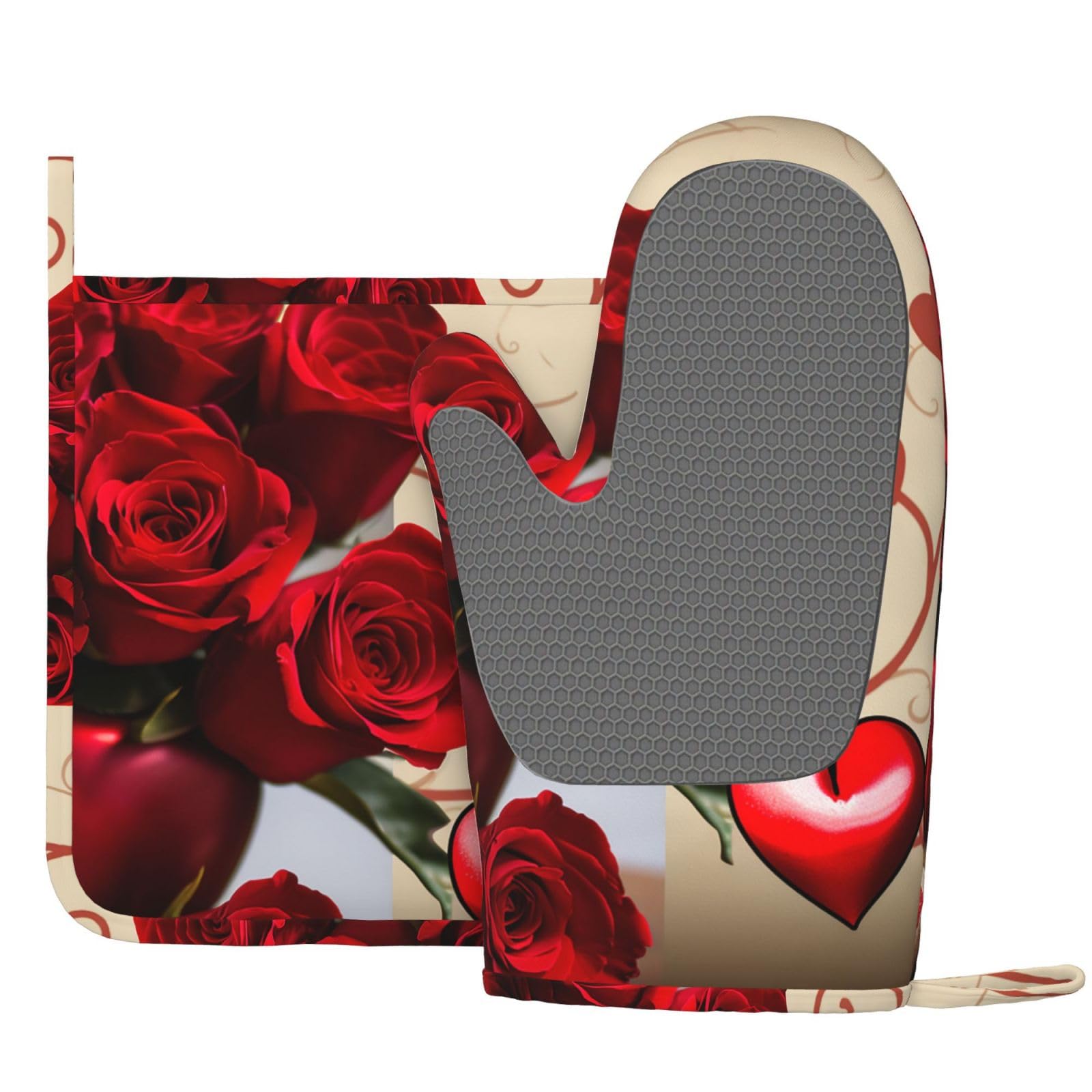 Suclain Valentinstags-Kochset – 32-teilig Mit Ofenhandschuhen, Topflappen, Holzlöffeln & Karten, Rutschfeste Geschenkbox