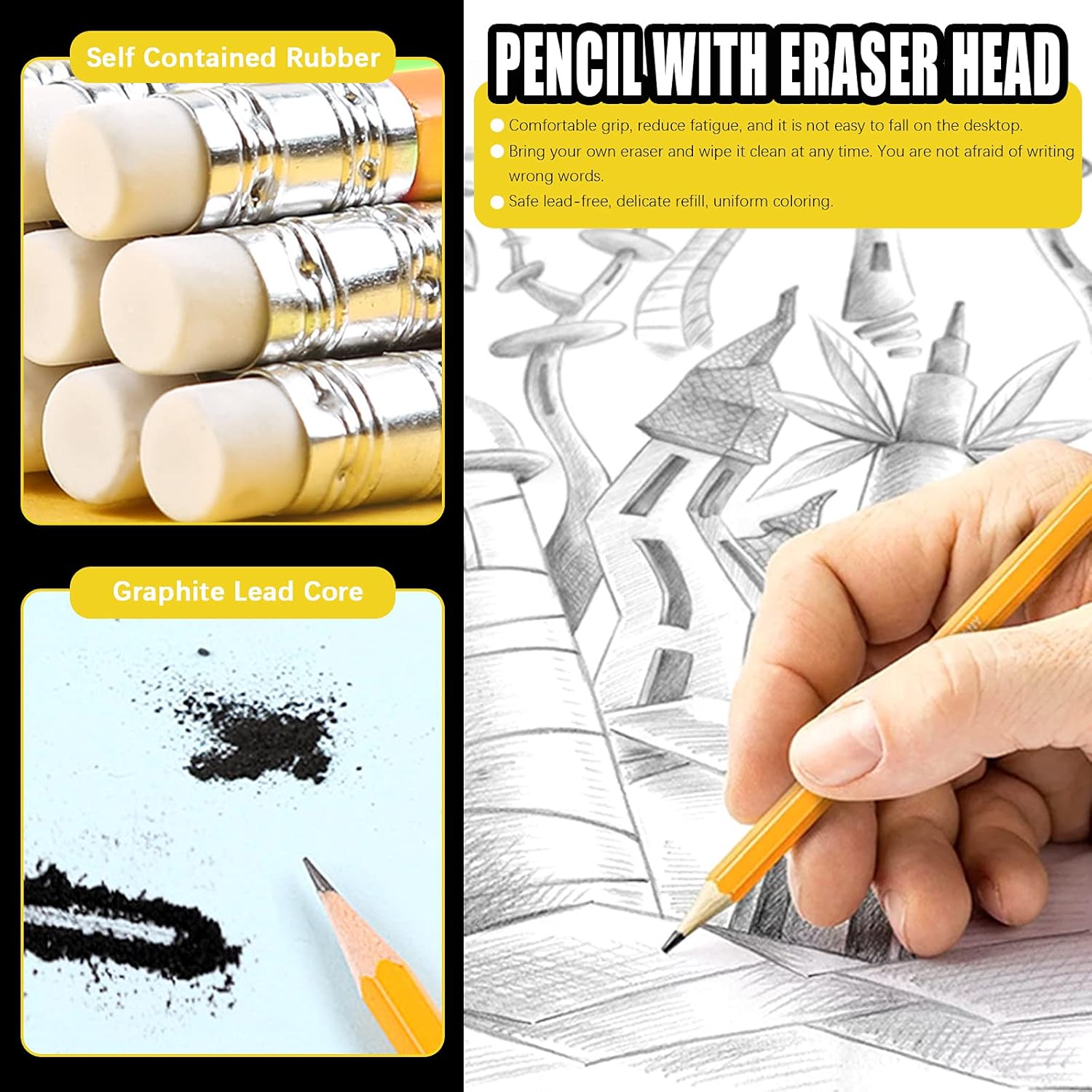 Mardatt 9pcs 30cm Laser-Etched Aluminum Architect Triangular Scale Architectural Drafting Tool Set Including 5pcs Pencil, Eraser and Standard Metal Standard Ruler for Architects, Draftsman, Students : Office Products