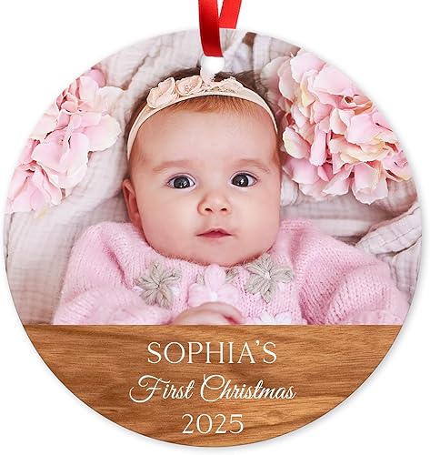 Miniatura 102 de Adorno de Navidad personalizado, foto personalizada con imagen y nombre, decoración del árbol de Navidad, bolsa de terciopelo incluida, adorno