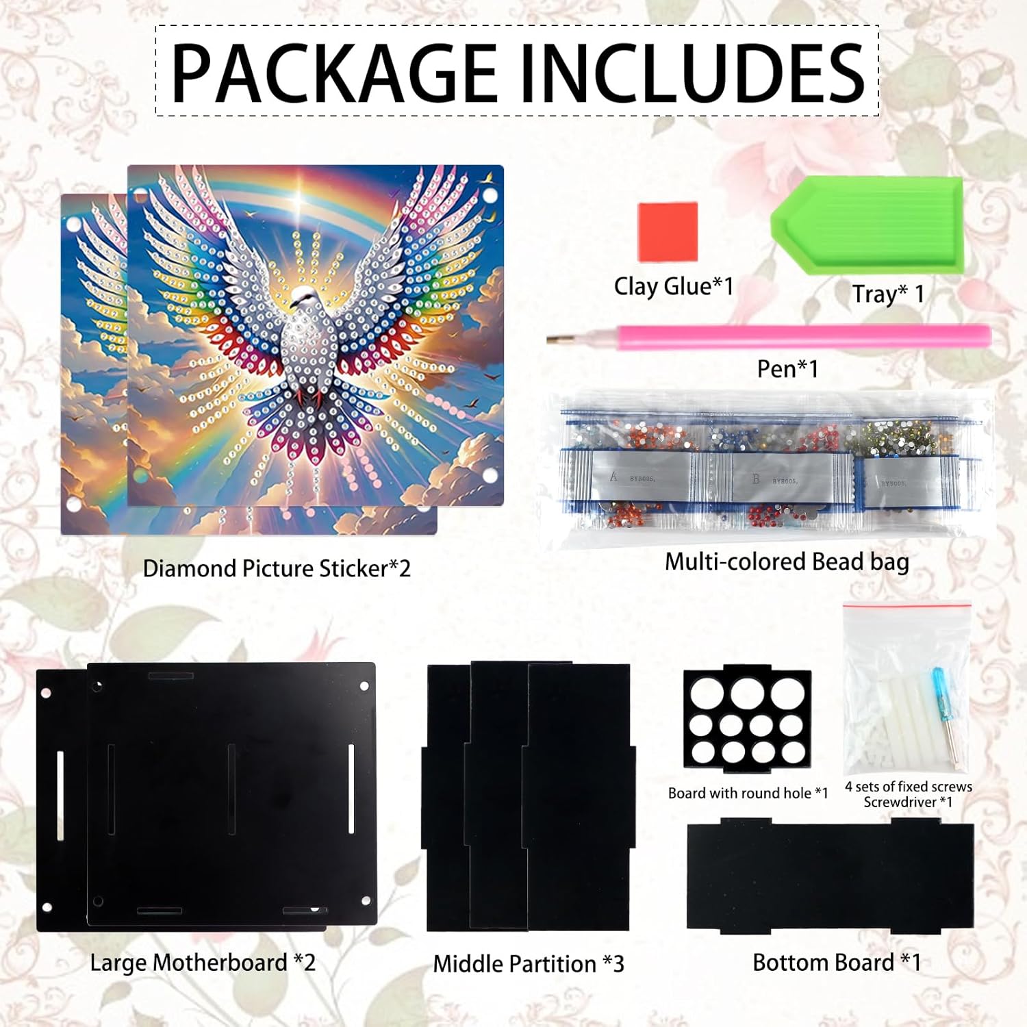 DIY 5Dダイヤモンドペインティングペンホルダー &ndash; 平和なレインボーダブ 鉛筆カップ インスピレーションを与える装飾用 アクリル