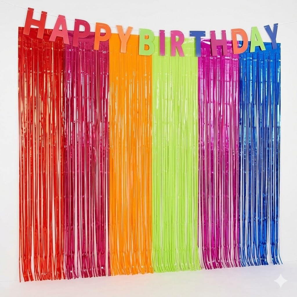 Mega-L Glow in The Dark Party Supplies, 6 Pack Neon Party Decorations 9.9 x 6.6 ft Fluorescent