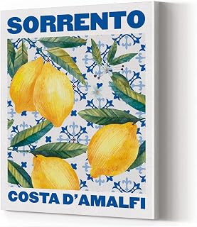 Kitchen Lemon Print Canvas Wall Art Poster Sorrento Lemon Amalfi Painting Artwork Framed for Home Kitchen Decoration 12 x 15 inch