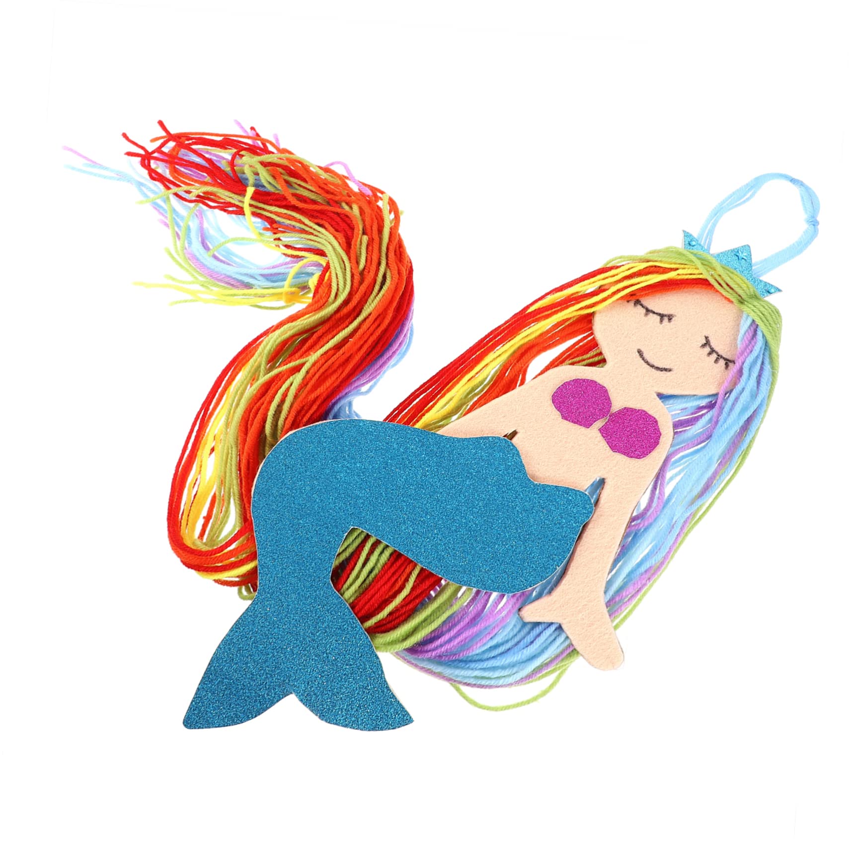 IWOWHERO Hair Clips Holder Mermaid Tassel Pendant Wall Hanging Organizer for Girls Room