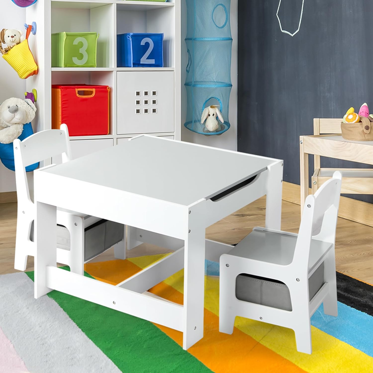 Bopeep Kids Table and Chair Set Storage Box Toys Play Activity Desk ...
