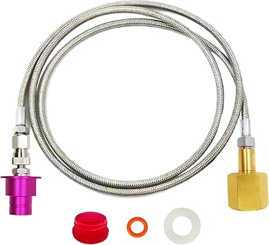 Soda Terra Machine Co2 Tank Adapter Hose, Co2 Tank Direct Adapter with Stainless Steel Hose, Compatible with Duo Art Terra Gaia AQUA FIZZ Pink Cylinder Soda Maker 60in