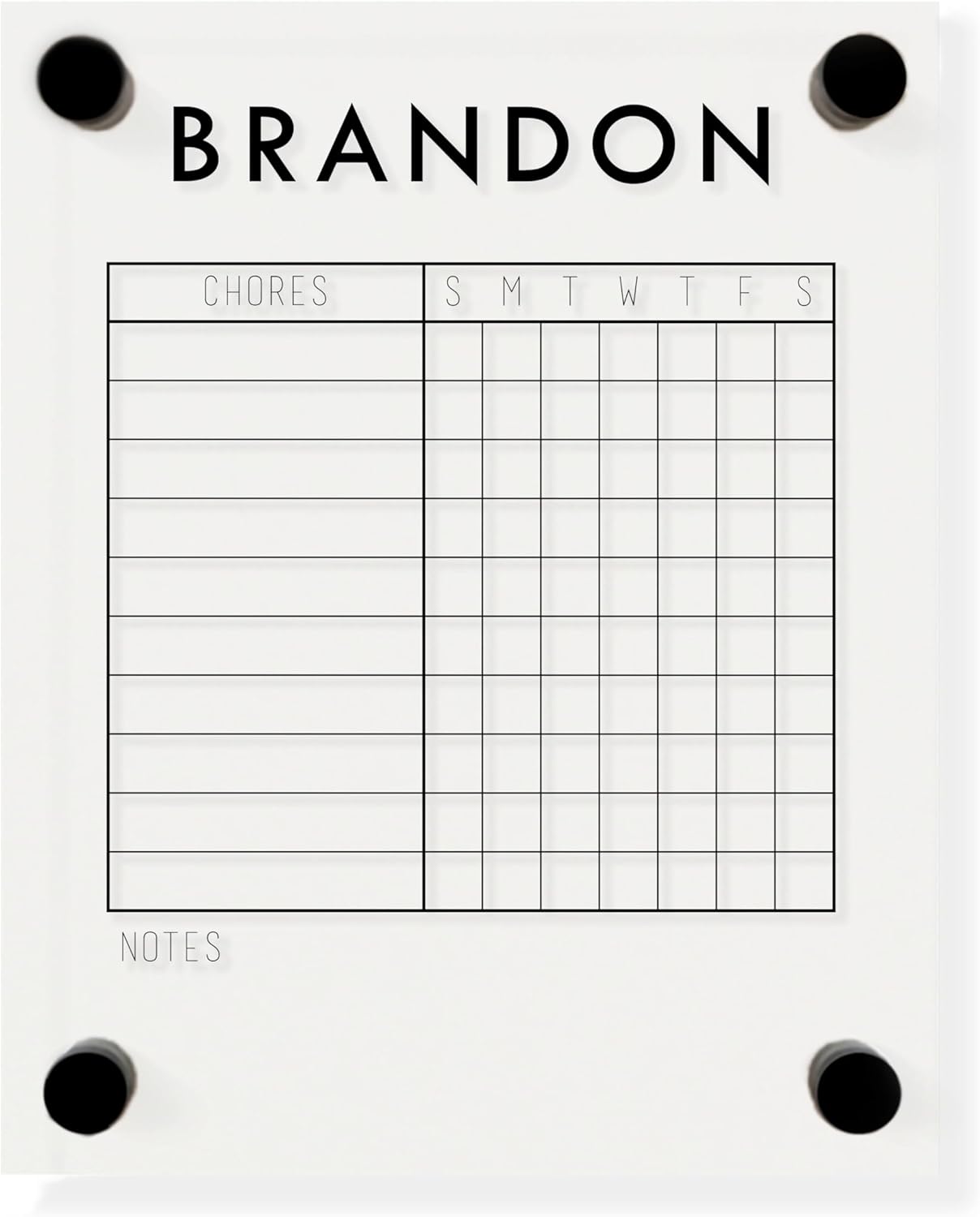 Circle & Square Decor Clear Acrylic Chore Chart Board for Kids,Teens & Adults - Personalized and Easy Dry Erase with Marker (11"x14", Traeger)