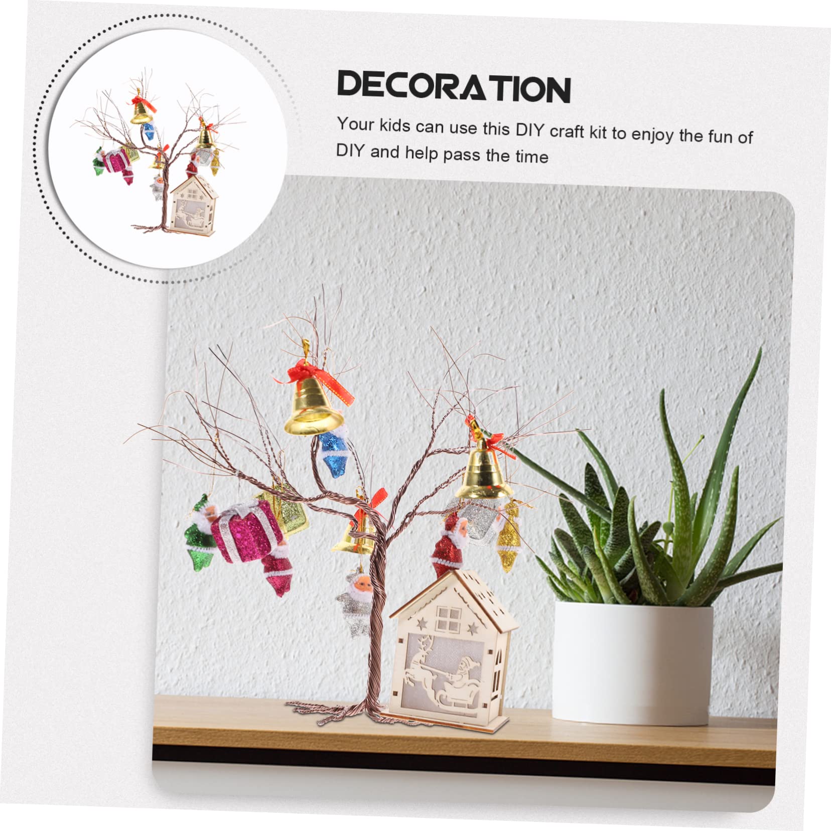 Ciieeo 2 Set Pacchetto materiale natalizio albero di natale artificiale mini giocattolo decorazioni natalizie kit bambini arti fai da te kit artigianali forniture fai da te