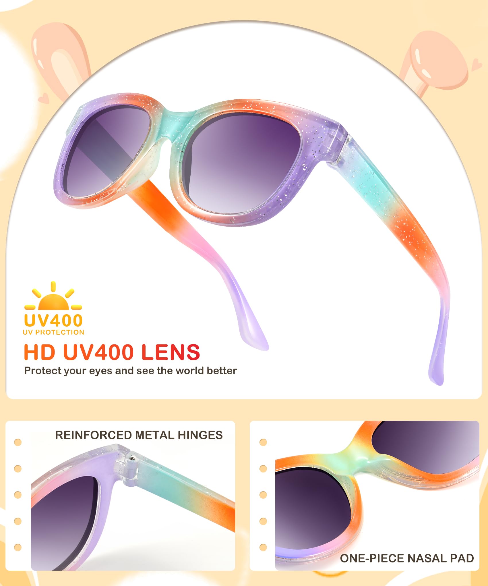 NSSIW Lentes de sol polarizados para niños y niñas: lentes de sol para niños pequeños con protección UV para niños y jóvenes, paquete de 3 a 12 años