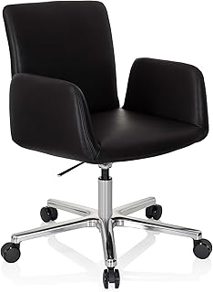 hjh OFFICE 600996 Silla de Oficina DESIGNIA Piel sintética Negro Silla de Escritorio Alta Gama Elegante