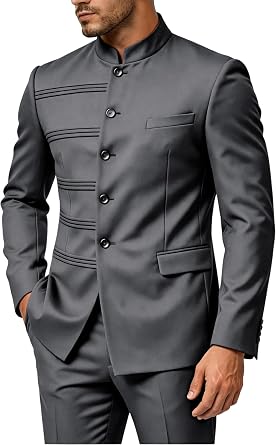 2 Pieces Chinese Suit for Men Slim Fit Stand Collar Groom Suits | Mandarin Collar, Chinese Suits for Men, Traditional Wedding Uniform