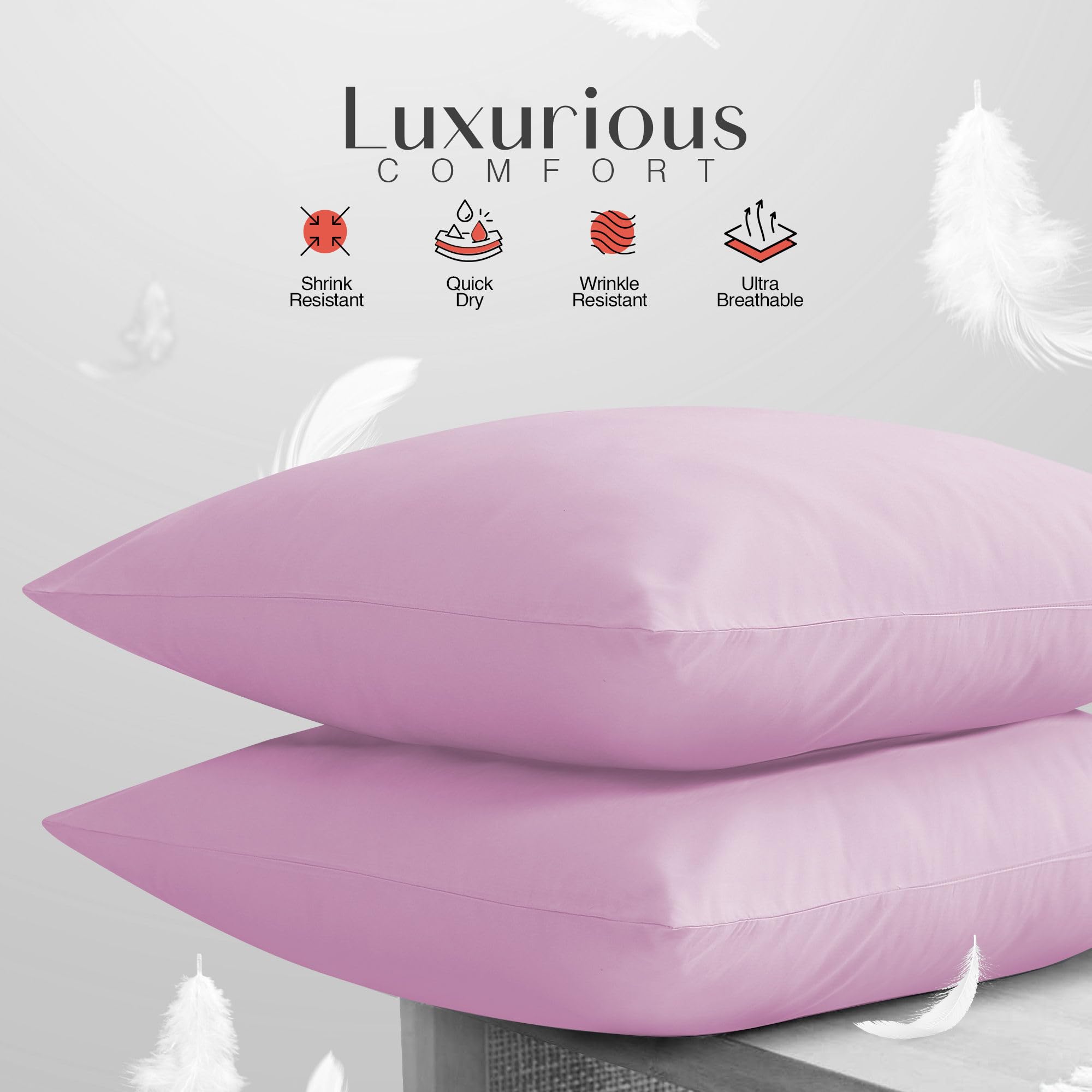 LYMA Pillow Cases Pack of 2 & 4,Ultra Soft Breathable Housewife & Oxford Cover - Image 3