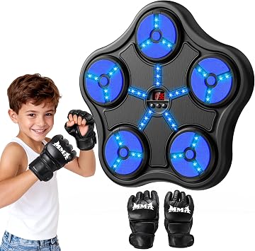 Boxing Machine Toys for 5 6 7 8 9 10 11 12 Year Old Boys, Wall-Mounted Smart Bluetooth Punching Bag, Music Boxing Training Equipment with Boxing Glove, Birthday Gifts for 5-12 Year Old Kids