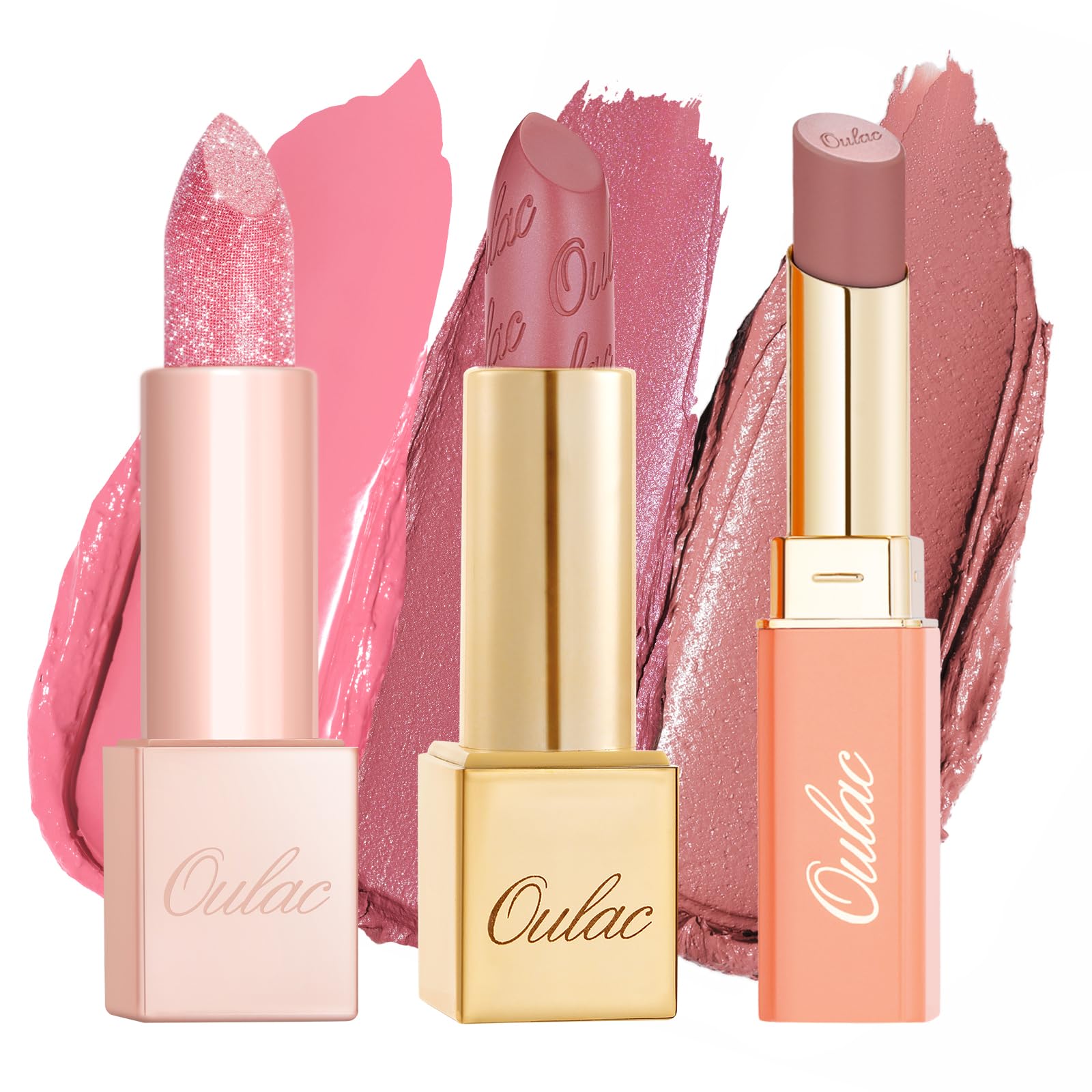 Pink Matte Liptick Kit | Satin Matte Lipstick, Shimmer Lip Blam Metallic Lipstick | Infused with Shea Butter, Moisturising, Long Lasting & Weightless | Vegan, High-Pigment (SG06+PG10+GM04)