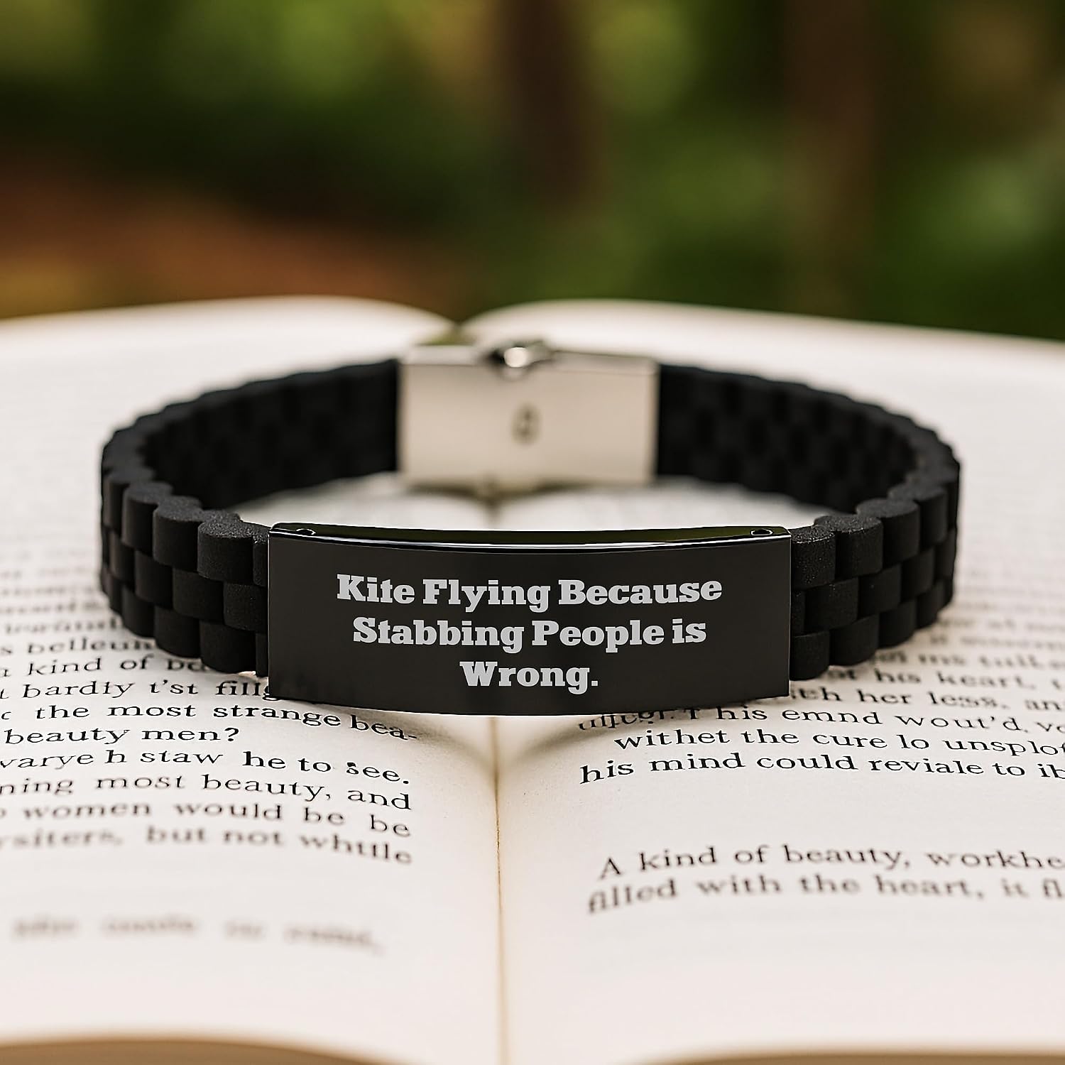 Funny Kite Flying Gifts for Men - Graduation Unique Kite Flying Accessories with Glide lock Clasp Bracelet, Stabbing People Is Wrong Kite Flying