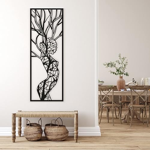 Vista 4 de Arte de pared de metal con cuerpo femenino, decoración de árbol de la vida, decoración de pared de metal, decoración de pared de metal para mujer