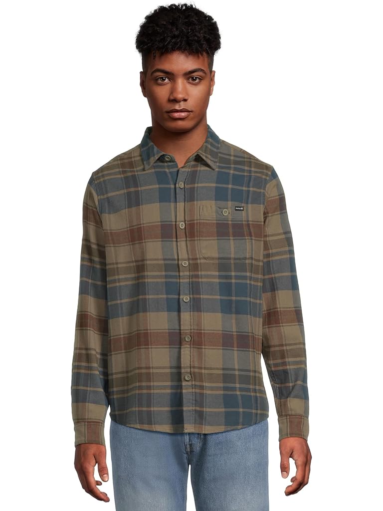 Green Hurley Portland Stretch Flannel Long Sleeve
