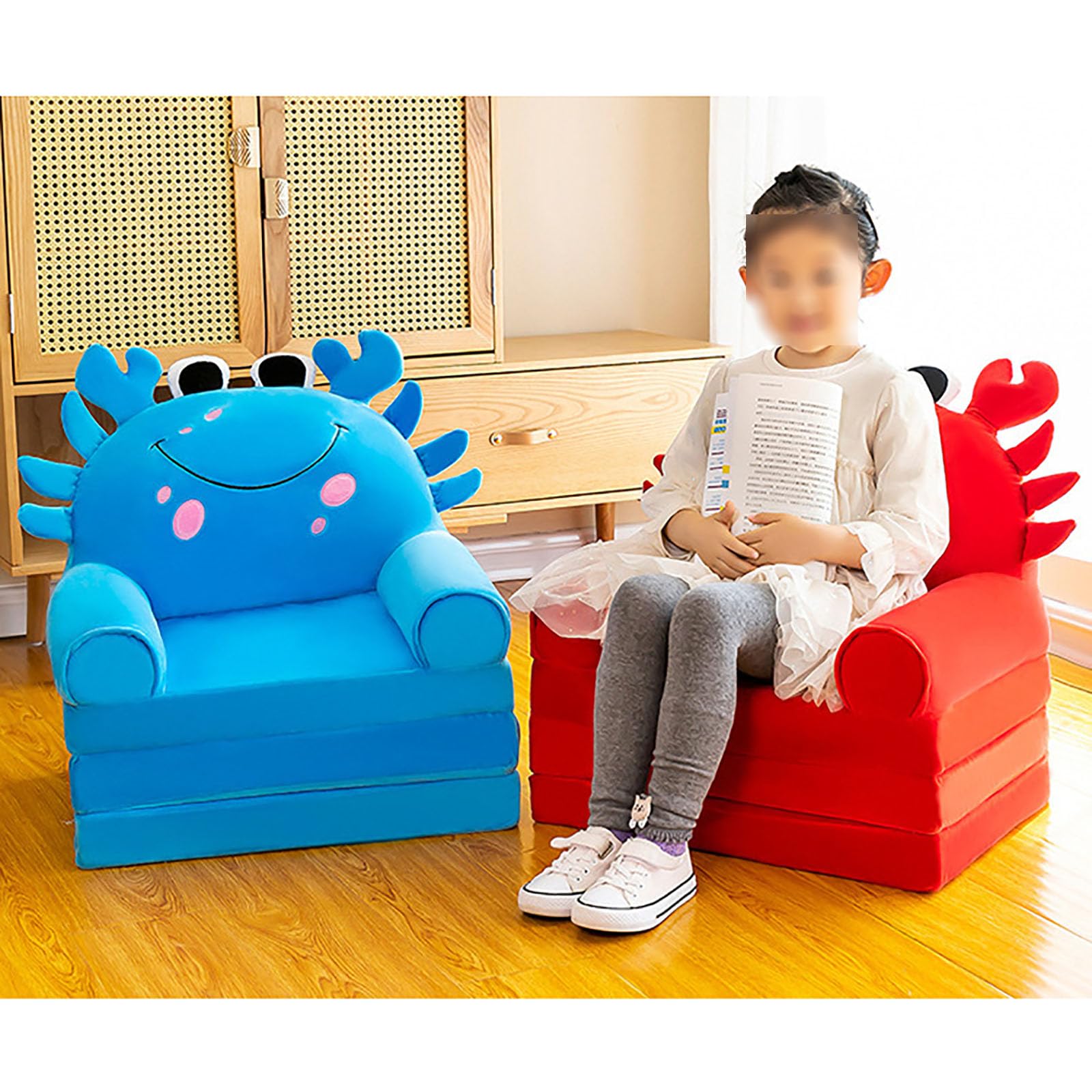 YUDIZWS Canapé Pliable pour Enfants, Fauteuil Lit Rembourré 2 en 1 en Forme de Peluche, Siège Flip Open pour Bébés, Garçons et Filles, O