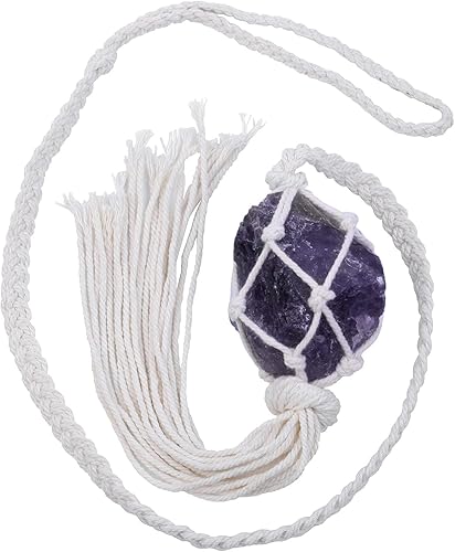 Miniatura 6 de rockcloud 1 cuerda de cortina de piedra cruda hecha a mano de algodón con borlas, elegante decoración de oficina en casa, cuarzo rosa