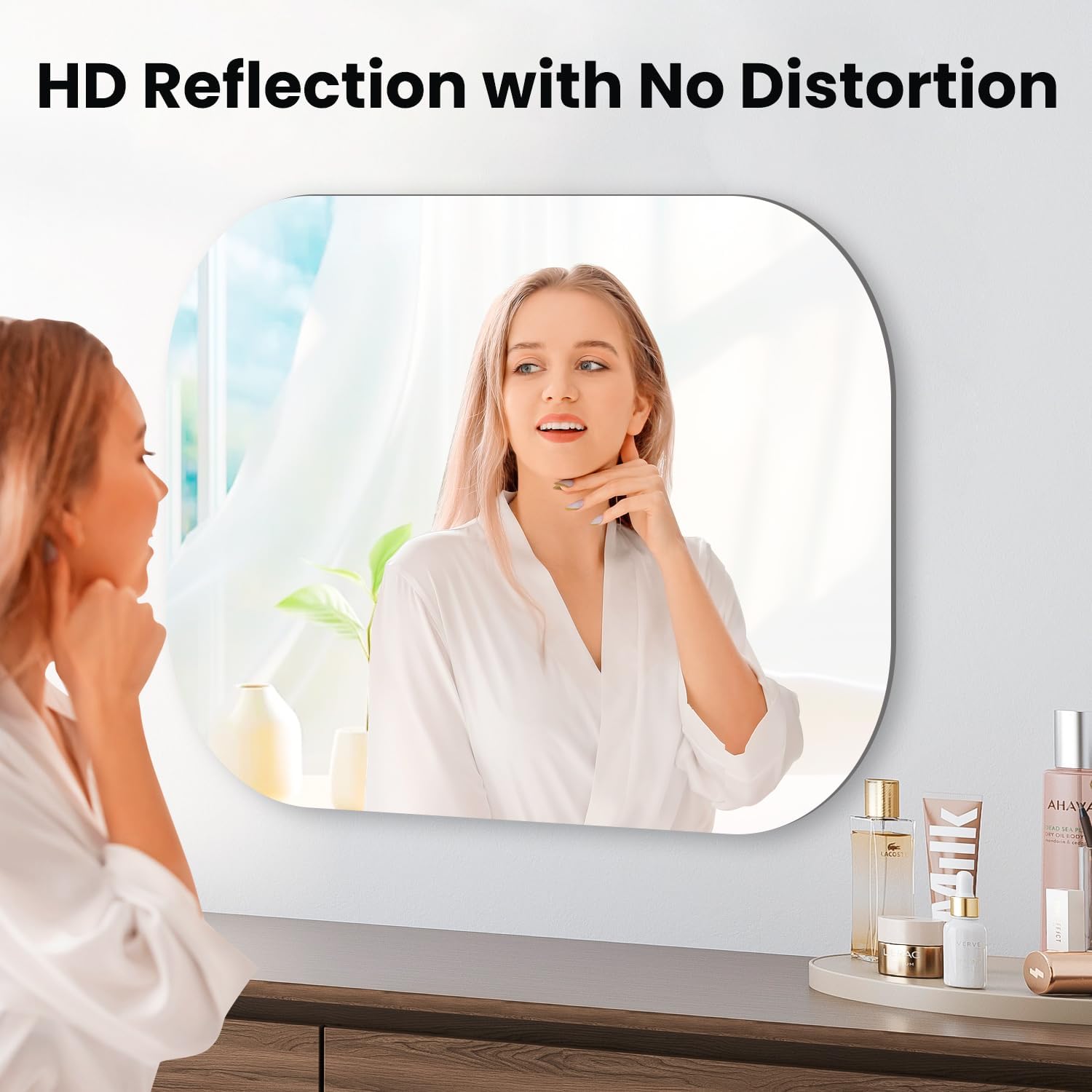 VASUHOME Frameless Bathroom Mirror, 20 x 20 Inch Wall Vanity Mirror, Large Wall Mounted Mirrors for Bathroom, Living Room, Bedroom, Entryway