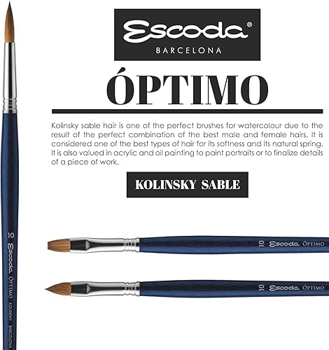 Miniatura 4 de Speedball Art Products Escoda Optimo Series Artist Oil & Acrylic - Cepillo de pintura de mango largo, tamaño 50, Pure Kolinsky