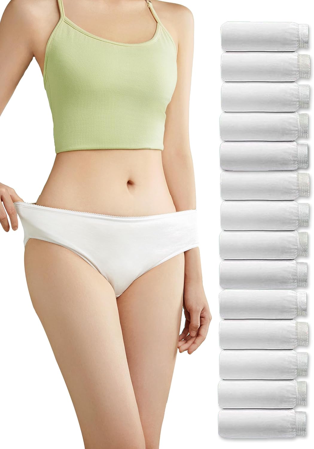 DingLu Disposable Underwear for Women 14 Pack Cotton Panties High Cut Briefs for Travel Business Spa