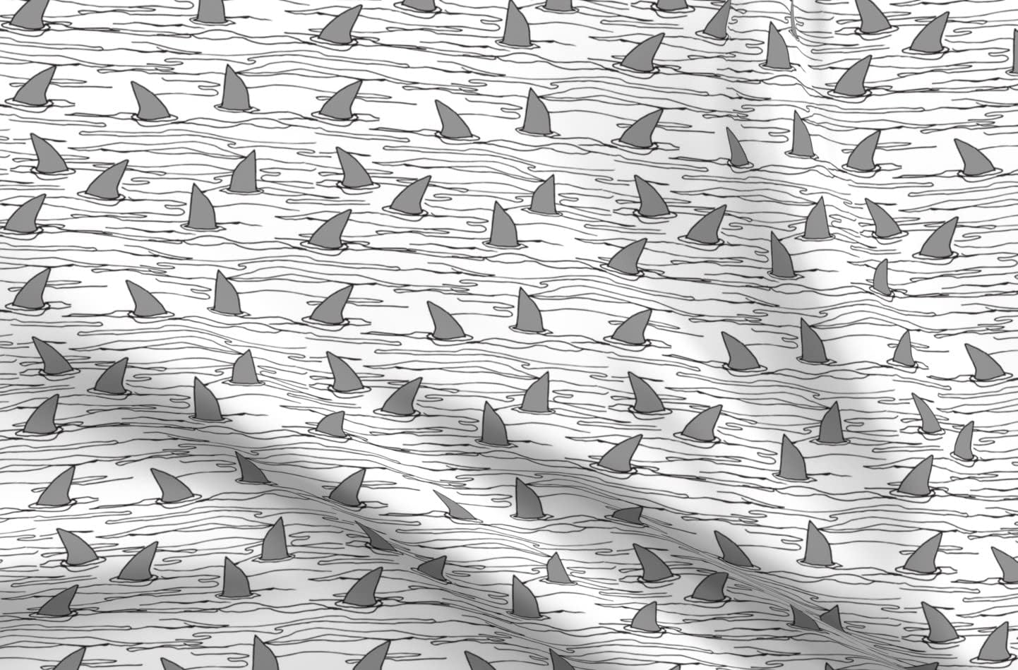 Spoonflower Fabric - Shark Sharks White Background Ocean Beach Summer Printed on Chiffon Fabric by The Yard - Sewing Fashion Apparel Dresses Home Decor
