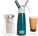 NITRO KAFO 1L Nitro Coffee Maker, Aluminum Cold Nitro Coffee Maker with Special Nitro Diffuser Nozzle and Cold Brew Coffee Machine with Cold Brew Mason Jar, 1 Litre