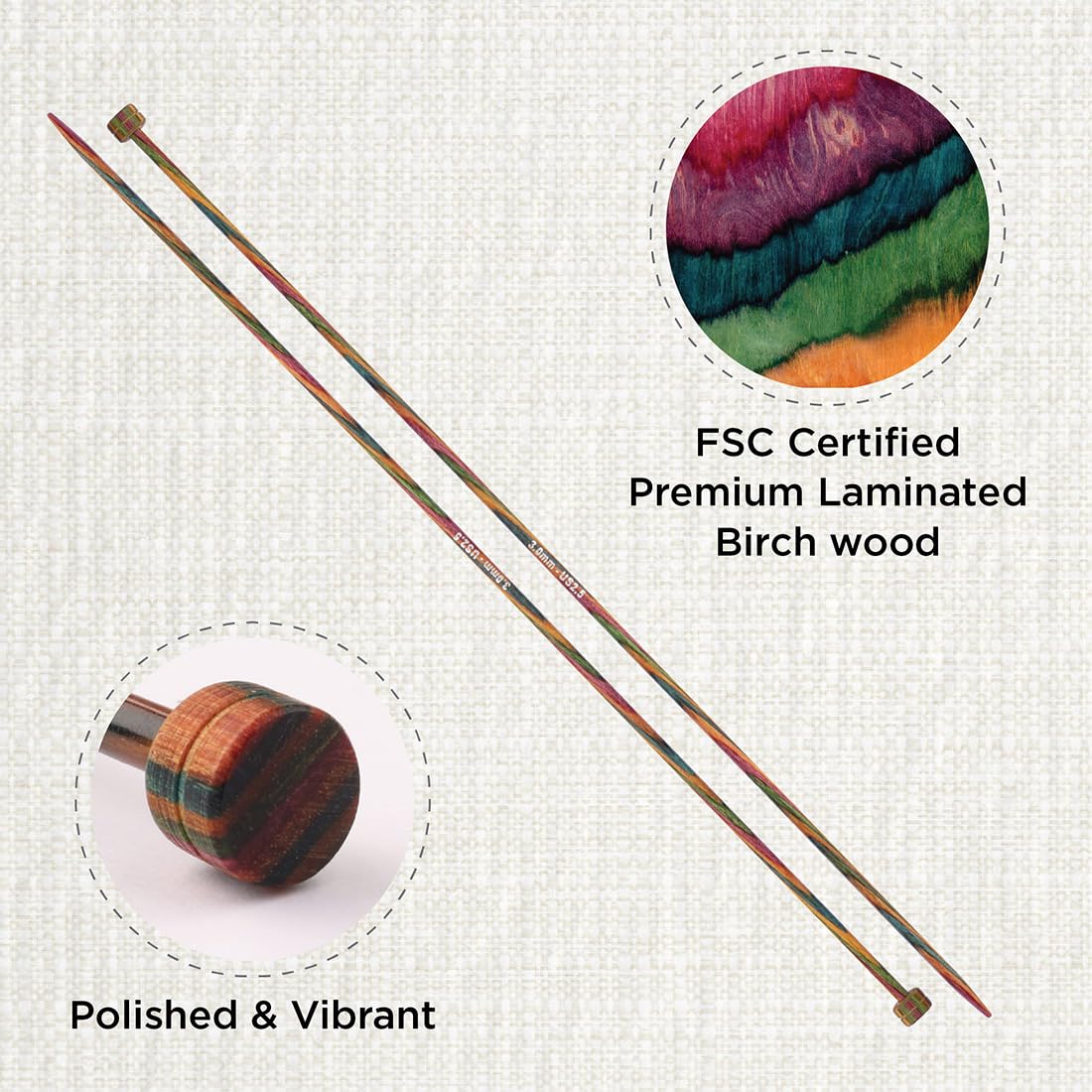 KnitPro 25 cm x 3 Millimetri Punta Singolo Symfonie Aghi Multicolore