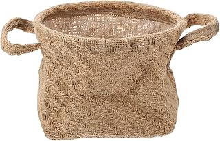 Cabilock Rattan Flower Basket Linen Braided Planter Basket Flower Pot with Handle Artificial Flowers Arrangement Nest Container for Farmhouse Home Garden Decor