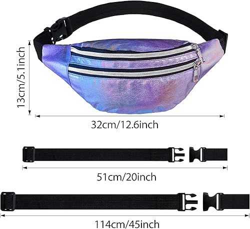 Miniatura 2 de Riñonera holográfica de 6 piezas, con bolsas y cinturón ajustable, impermeable, de neón, para viajes, correr, fiestas (estilo artístico)