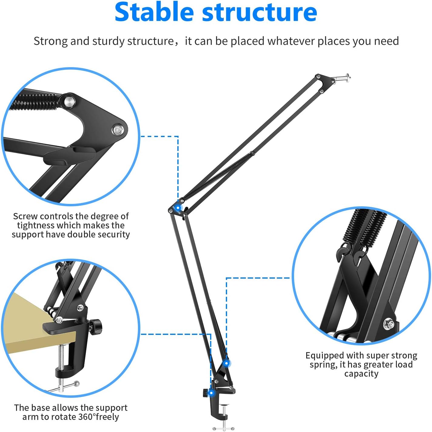 🔥 Neewer Adjustable Desktop Clamp Suspension Boom Scissor Arm Stand Holder for Logitech Webcam C922 C930e C930 C920 C615, 360 Degree Rotation Swivel Mount, Load up to 2.2 pounds/1 kilogram (NW-39)