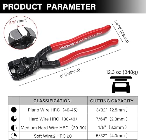 Miniatura 9 de HAUTMEC Alicates para extractor de uñas de 7 pulgadas, alicates de corte de extremo de acero CR-Ni con agarre antideslizante, herramienta removedor